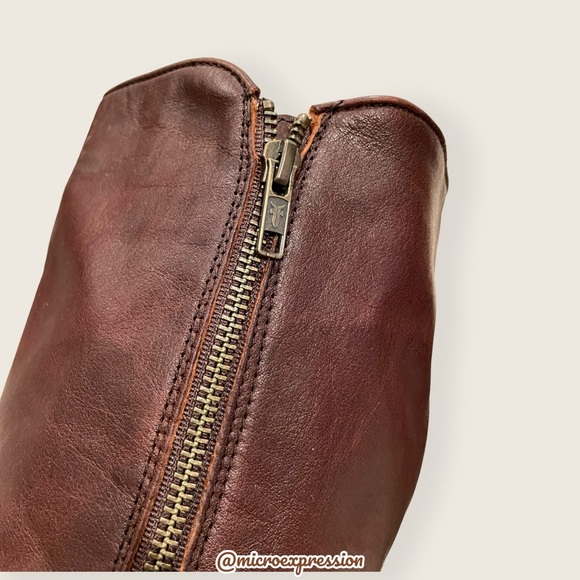 $429 Frye Carson Piping Cognac Brown Leather Tall Zip Up Fall/Winter/Spring Boot - Picture 13 of 16